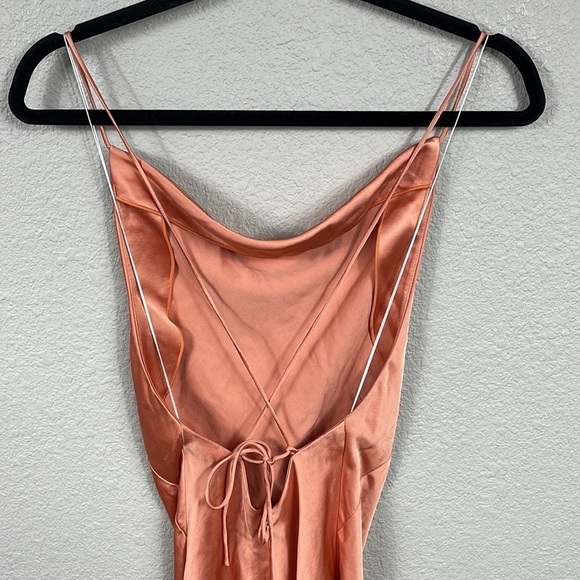 Significant Other Aila Dress Open Back Cowl Neck Satin Midi Nougat - Picture 5 of 13